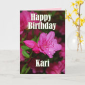 Kari Pink Azalea Happy Birthday Kaart (Gele Bloem)