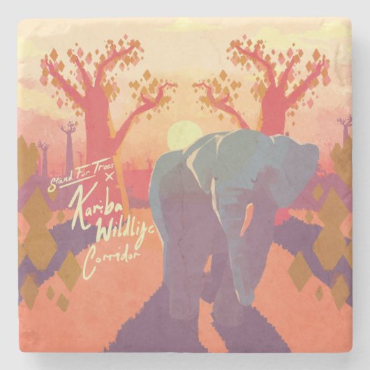 Kariba Wildlife Corridor Stone Onderzetter (Voorkant)