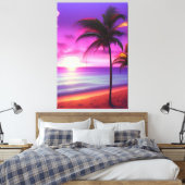 Karibik Palmen Strand Canvas Afdruk (Insitu (Slaapkamer))