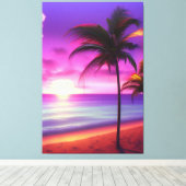 Karibik Palmen Strand Canvas Afdruk (Insitu (Houten vloer))