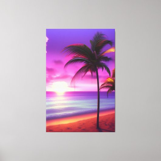 Karibik Palmen Strand Canvas Afdruk (Voorkant)