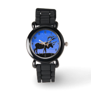 Kariboes in de Winter - Originele Wilde Natuur Kun Horloge
