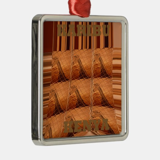 Karibu Giraffe Hakuna Matata Chic Modern art Col. Metalen Ornament (Rechts)