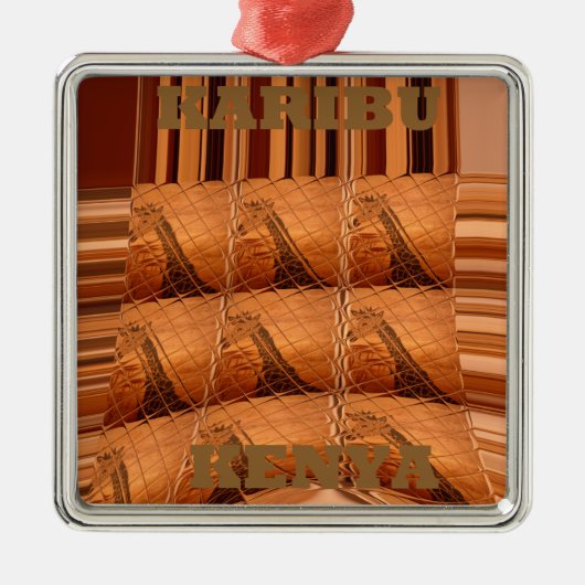 Karibu Giraffe Hakuna Matata Chic Modern art Col. Metalen Ornament (Voorkant)