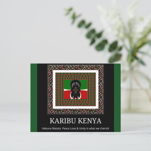Karibu Kenia: Levendig ontwerp van nationale vlagk Briefkaart (Staand voorkant)