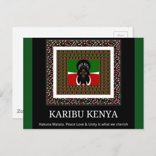 Karibu Kenia: Levendig ontwerp van nationale vlagk Briefkaart (Voorkant / Achterkant)