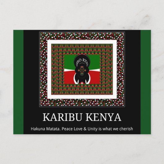 Karibu Kenia: Levendig ontwerp van nationale vlagk Briefkaart (Voorkant)
