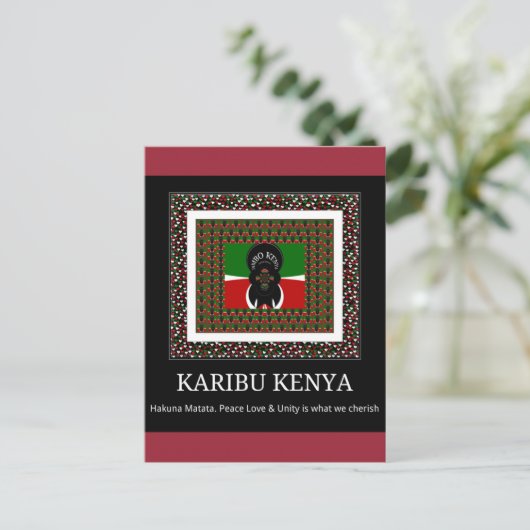 Karibu Kenya: Levendige nationale vlag kleuren Hak Briefkaart (Staand voorkant)