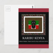 Karibu Kenya: Levendige nationale vlag kleuren Hak Briefkaart (Voorkant / Achterkant)