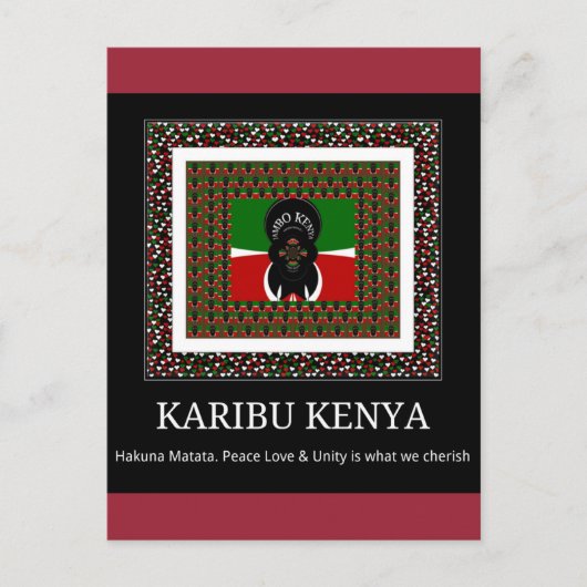 Karibu Kenya: Levendige nationale vlag kleuren Hak Briefkaart (Voorkant)