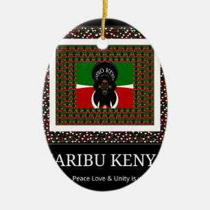 Karibu Kenya: Levendige nationale vlag kleuren Hak Keramisch Ornament