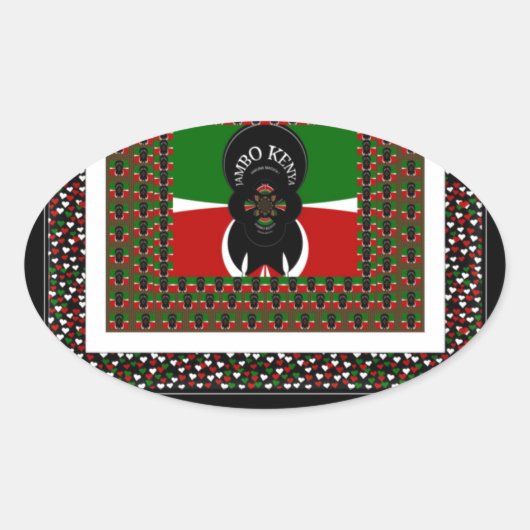 Karibu Kenya: Levendige nationale vlag kleuren Hak Ovale Sticker (Voorkant)