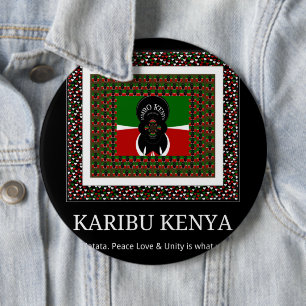 Karibu Kenya: Levendige nationale vlag kleuren Hak Ronde Button 6,0 Cm