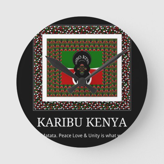 Karibu Kenya: Levendige nationale vlag kleuren Hak Ronde Klok (Voorkant)