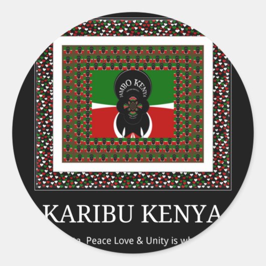 Karibu Kenya: Levendige nationale vlag kleuren Hak Ronde Sticker (Voorkant)