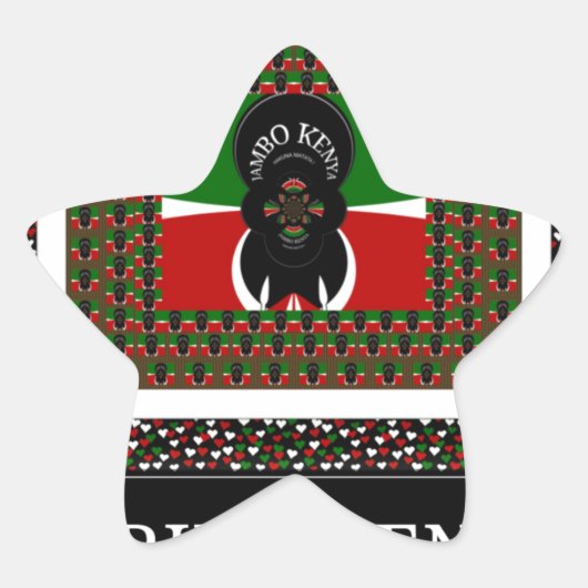 Karibu Kenya: Levendige nationale vlag kleuren Hak Ster Sticker (Voorkant)