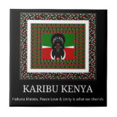 Karibu Kenya: Levendige nationale vlag kleuren Hak Tegeltje (Voorkant)