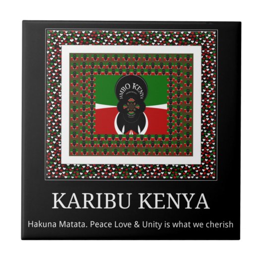Karibu Kenya: Levendige nationale vlag kleuren Hak Tegeltje (Voorkant)
