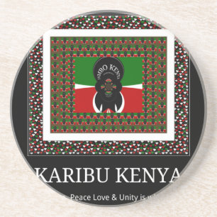 Karibu Kenya: Levendige nationale vlag kleuren Hak Zandsteen Onderzetter