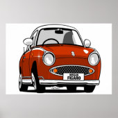 Karicatuur van Nissan Figaro rood Poster (Voorkant)