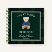 Karig wachten groen plaid baby shower gastenboek notitieboek (Voorkant)