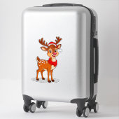 Karikaturale rendier met kerstmuts en sjaal sticker (Koffer)
