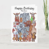 Karikaturen van dieren kaart (Voorkant)