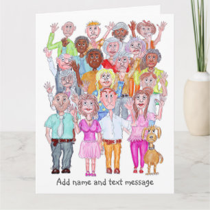 Karikaturen van droevige mensen die zwaaien kaart