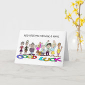 Karikaturen van mensen die afscheid nemen kaart (Gele Bloem)