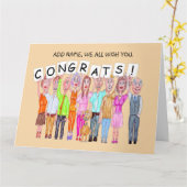 Karikaturen van mensen die felicitaties wensen kaart (Gele Bloem)