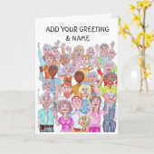 Karikaturen van mensen die vaarwel wuiven kaart (Gele Bloem)