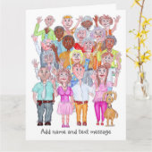 Karikaturen van treurige mensen die zwaaien kaart (Gele Bloem)