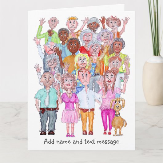 Karikaturen van treurige mensen die zwaaien kaart (Voorkant)