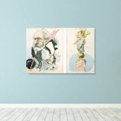 Karikaturen van Victor Hugo en Napoleon III Canvas Afdruk (Insitu (Houten vloer))