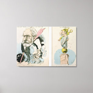 Karikaturen van Victor Hugo en Napoleon III Canvas Afdruk