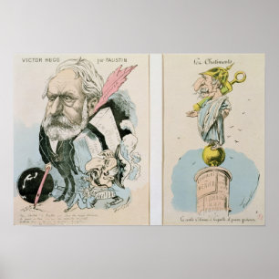 Karikaturen van Victor Hugo en Napoleon III Poster