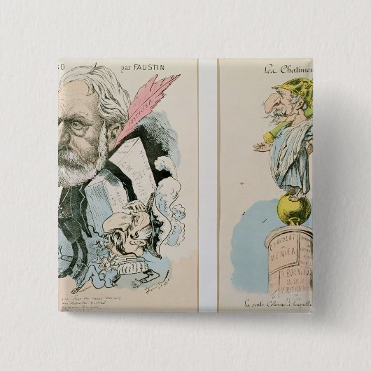 Karikaturen van Victor Hugo en Napoleon III Vierkante Button 5,1 Cm (Voorkant)