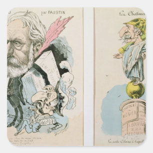 Karikaturen van Victor Hugo en Napoleon III Vierkante Sticker