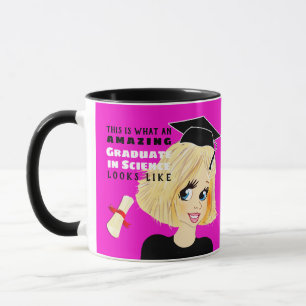 Karikatuur AFSTUDEREN Gift Vrouw Blond Bob Haar Mok