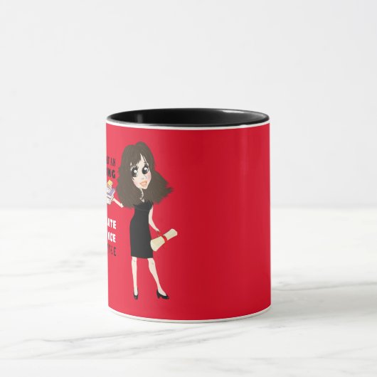 Karikatuur AFSTUDEREN Gift Vrouw Brunette Custom Mok (Midden)