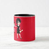 Karikatuur AFSTUDEREN Gift Vrouw Brunette Short Mok (Midden)