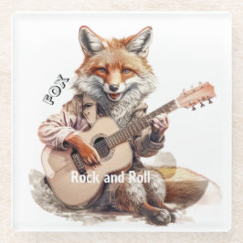 Karikatuur Cartoon Animal Fox Een musical Glazen Onderzetter