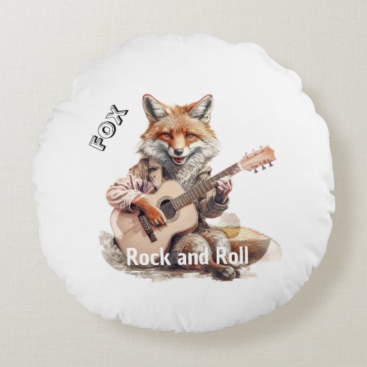 Karikatuur Cartoon Animal Fox Een musical Rond Kussen (Voorkant)