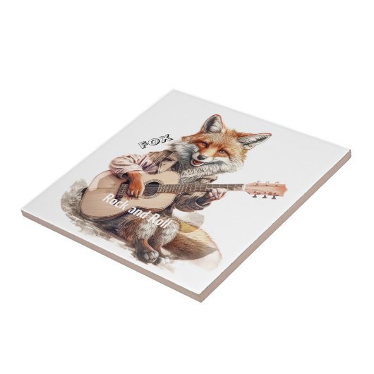 Karikatuur Cartoon Animal Fox Een musical Tegeltje (Zijkant)