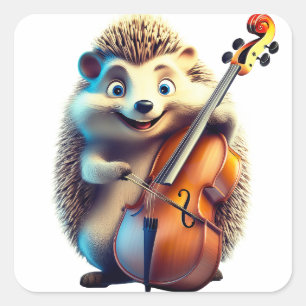 Karikatuur, Cartoon, Illustratie  Een muzikale  Vierkante Sticker