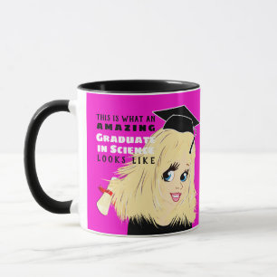 Karikatuur GRADEER Cadeau  Vrouw Blond Haar Blauw Mok