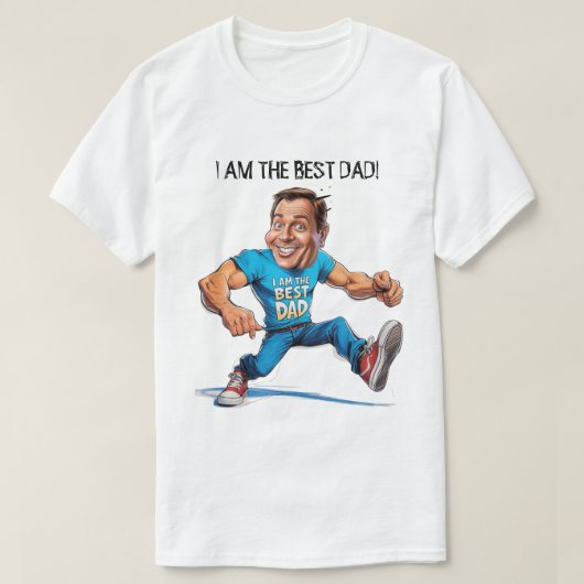 Karikatuur Ik ben de beste vader voor Vaderdag T-shirt (Design voorkant)