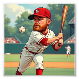 Karikatuur illustratie van het Amerikaanse honkbal Foto Afdruk