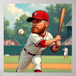 Karikatuur illustratie van het Amerikaanse honkbal Poster