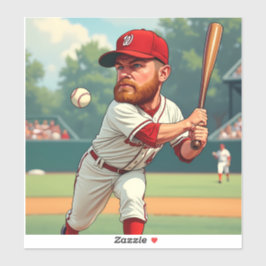 Karikatuur illustratie van het Amerikaanse honkbal Sticker